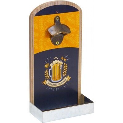 Decapsuleur mural/porte-bouteille en bois pour 2 Long Neck-9131