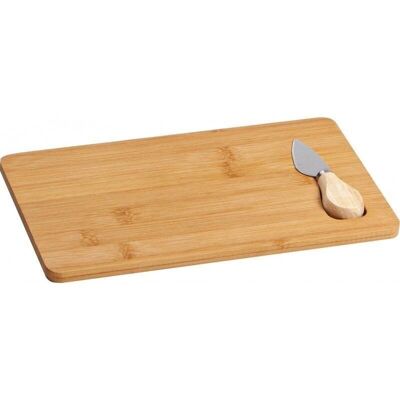 Bamboo cutting board with knife on top-9505