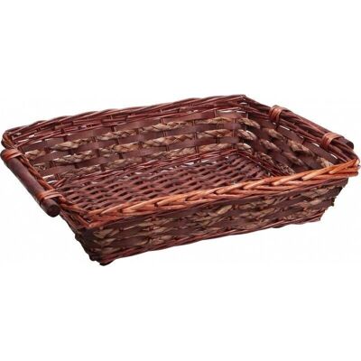 Wicker and straw splint basket 2 wooden handles-A147