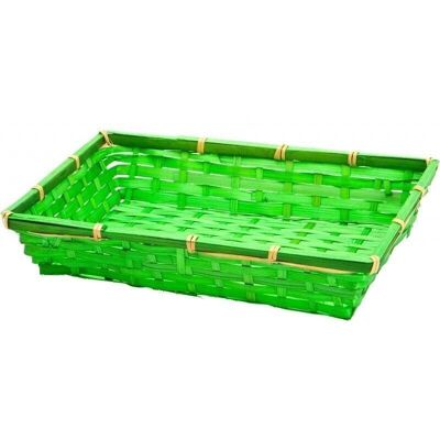 Rectangular green bamboo basket-C068