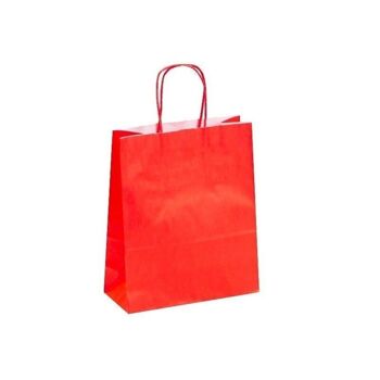 Sac kraft 90g rouge poignees torsadees-C137