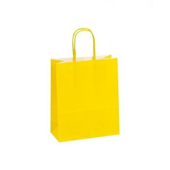 Sac kraft 90g jaune poignees torsadees-C138