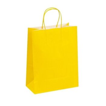 Sac kraft 90g jaune poignees torsadees-C146