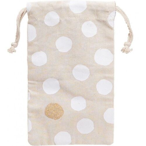 Sac en coton deco pois blanc et un pois dore avec cordon-C212