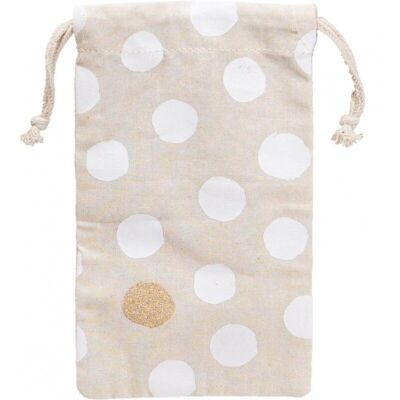 Borsa in cotone deco pois bianchi e pois oro con coulisse-C212