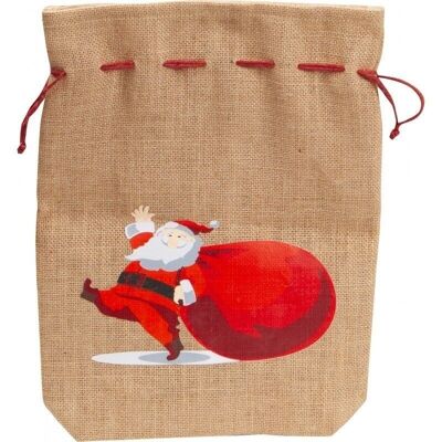 Santa Claus jute pouch with drawstring-C214