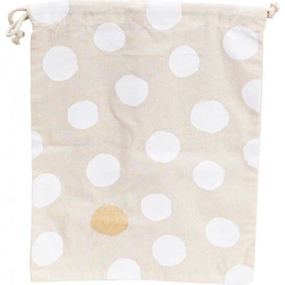 Cotton bag deco white polka dots and a gold polka dot with drawstring-C216