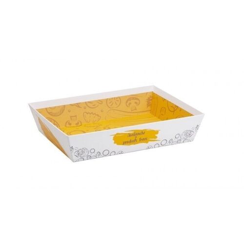 Corbeille carton FSC blanc et jaune resistant au froid-C217