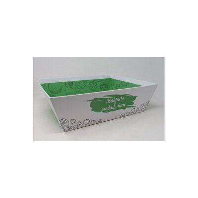 Cesta de cartón FSC resistente al frío blanco y verde.-C218