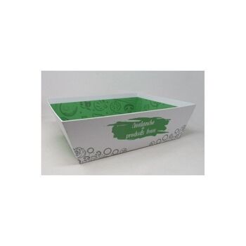 Corbeille carton FSC blanc et vert resistant au froid.-C218