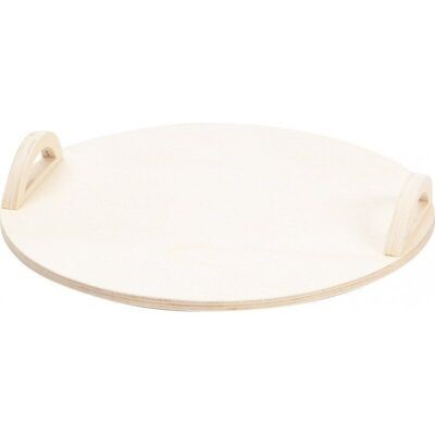 Round tray in natural wood with 2 handles-C243