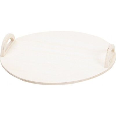 Round tray in natural wood with 2 handles-C244