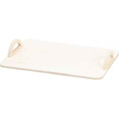 Rectangular tray in natural wood with 2 handles-C246