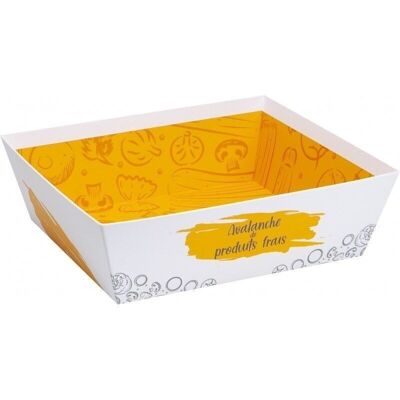 Corbeille carton FSC blanc et jaune resistant au froid-C277