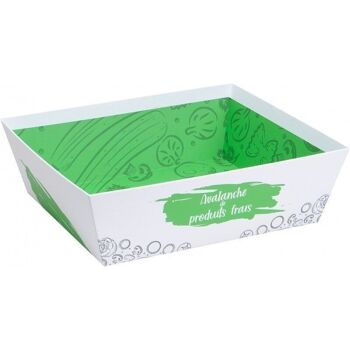 Corbeille carton FSC blanc et vert resistant au froid-C278