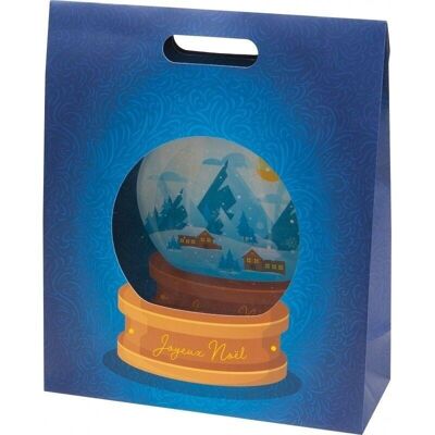 Borsa di cartone FSC deco globo di neve + finestra PVC-C300