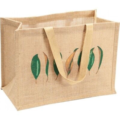 Natural jute bag leaf decoration + 2 handles-C440