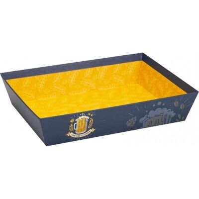 Reinforced FSC cardboard basket blue/yellow 'beer'-C837