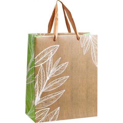 Borsa in cartone kraft deco foglia naturale-Y704