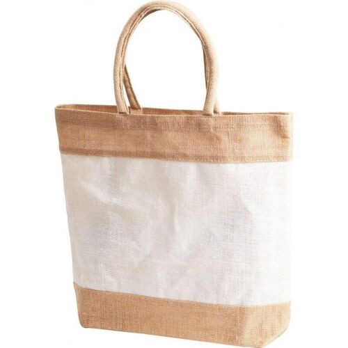 Sac en jute naturel et blanc-Z202