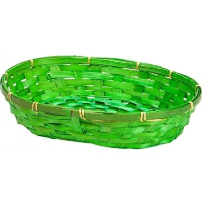 Green bamboo oval basket-337W
