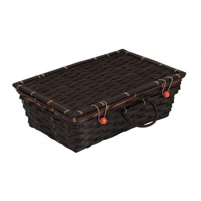 Chocolate-colored bamboo suitcase-385M