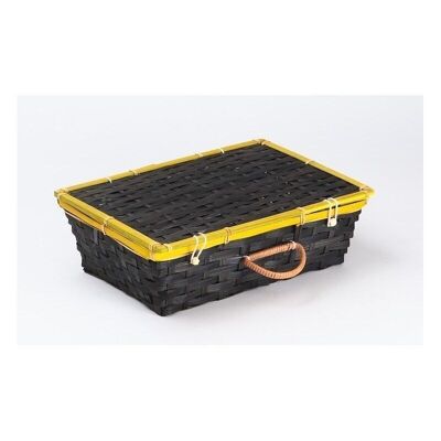 Gray and yellow bamboo rectangular suitcase-390J