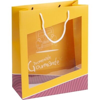Sac carton FSC jaune 'Promenade gourmande' + fenetre PVC-804J