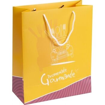 Sac carton FSC jaune 'Promenade gourmande' + fenetre PVC-804J 2