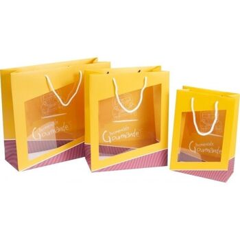 Sac carton FSC jaune 'Promenade gourmande' + fenetre PVC-804J 3