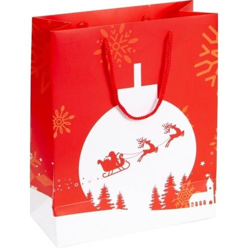 Sac carton FSC rouge deco Noel-804R