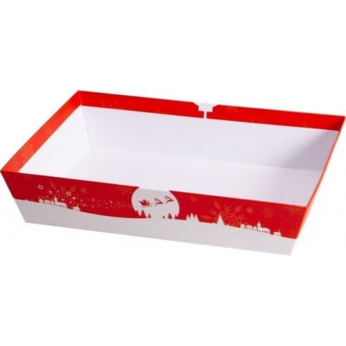 Corbeille en carton FSC rouge motif Noel-807R