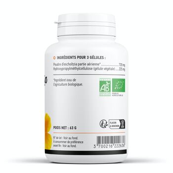 Escholtzia Biologique - 240 mg - 200 gélules végétales 3