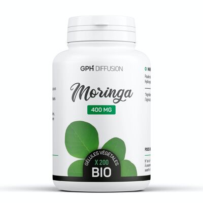 Organic Moringa - 400 mg - 200 vegetarian capsules