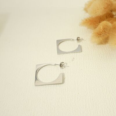 Square silver hoops
