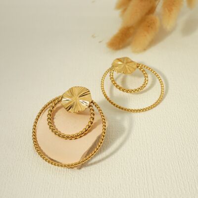 Pendientes dorados doble circulo