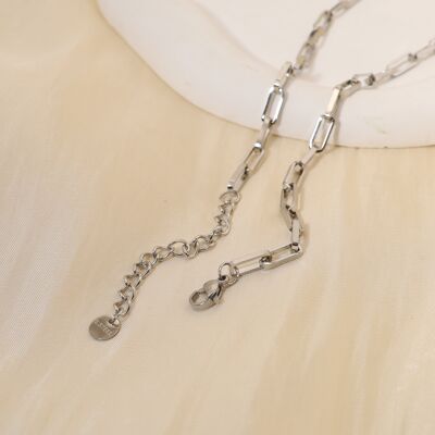 Silver rectangle link necklace