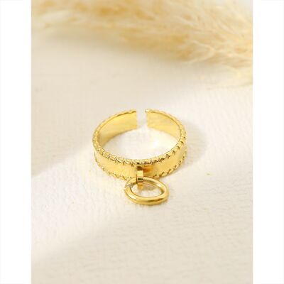 Golden ring with a pendant