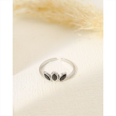 Half flower silver ring