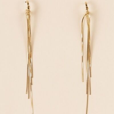 Dangling golden earrings