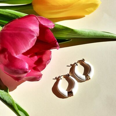 Classic enamel stainless steel earrings 0322030