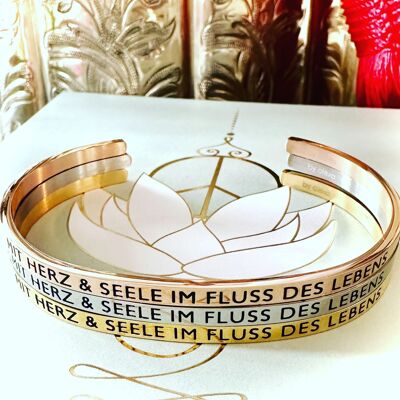 WITH HEART & SOUL IN THE FLOW OF LIFE, bangle stainless steel silver, rosé, gold