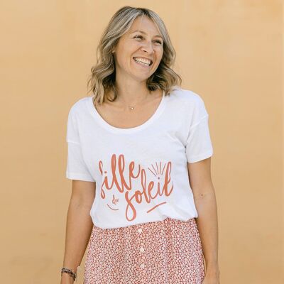 Camiseta mujer algodón orgánico estampada Chica del Sol