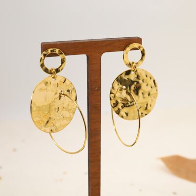 Golden double circle earrings