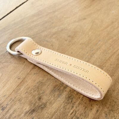 “Super Sister” natural leather key ring