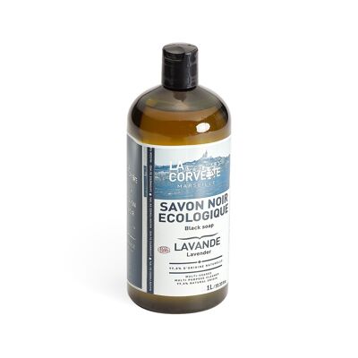 LAVANDA Sapone liquido nero con olio di lino – 1L – Eco-detergente