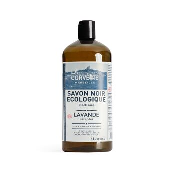 Savon noir liquide LAVANDE à l’huile de lin – 1L – Ecodétergent 2