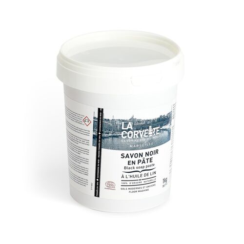 Savon noir en pâte à l’huile de lin – 1kg – Ecodétergent