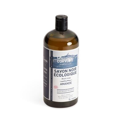 Sapone nero liquido MANDORLA con olio di lino – 1L – Eco-detergente