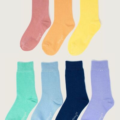 Kids' Essential Pastels Bamboo Organic Cotton 7 Pack Socks Gift Box - Size 2Y-3Y